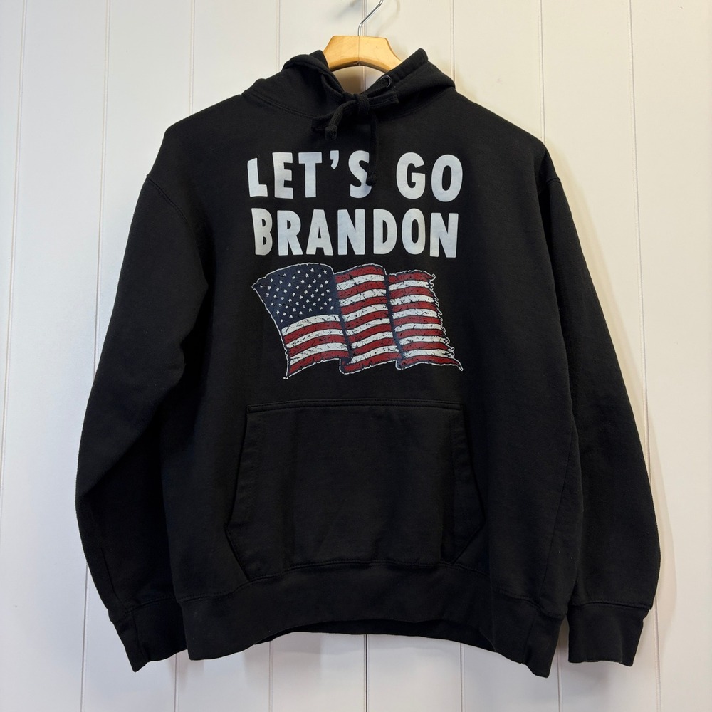 SAAD Collection Let's Go Brandon American Flag Graphic Hoodie Women M Patriotic
